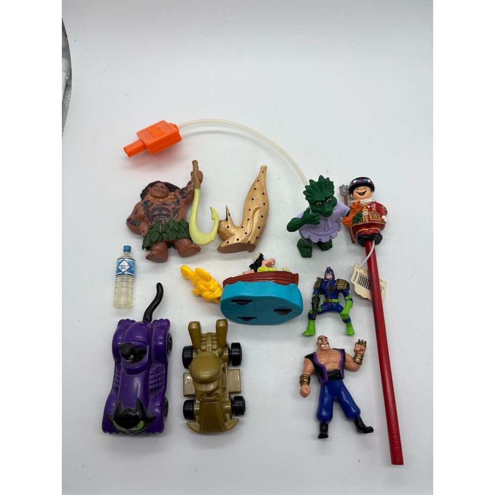 Collection of Small Toys Mini Figures Maui Moana Batmobile Motorcycle Bulk Lot
